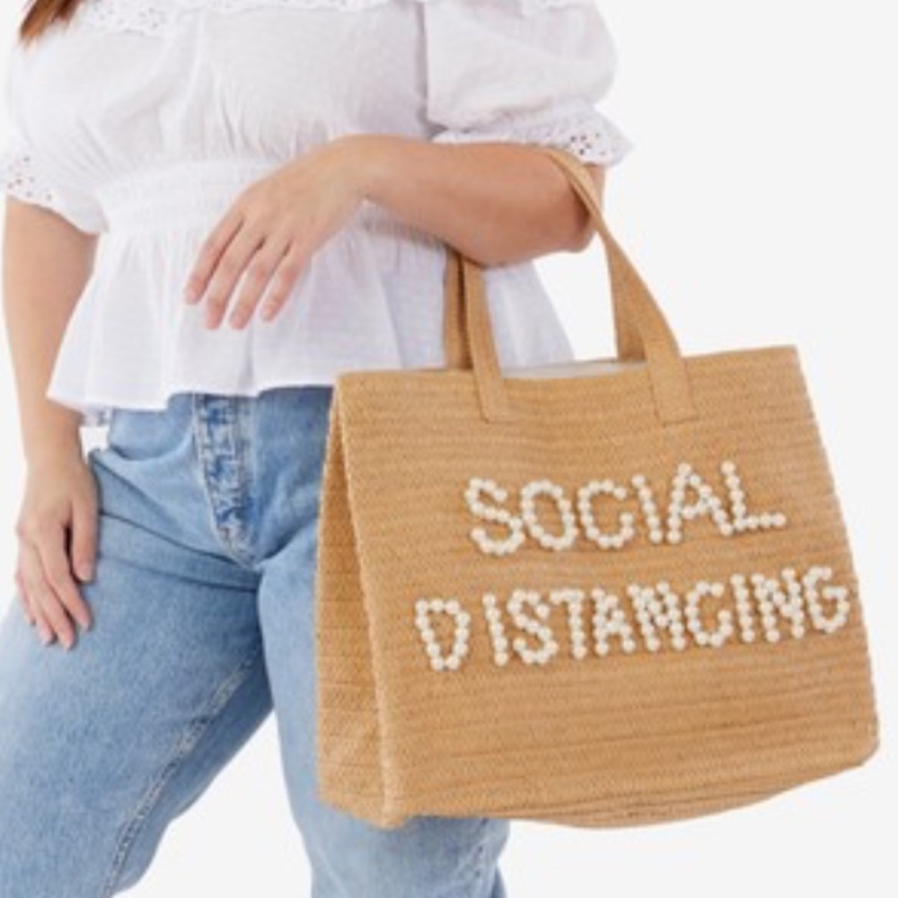 Beyond The Beach Social Distancing tote NWT Pearl Lettering